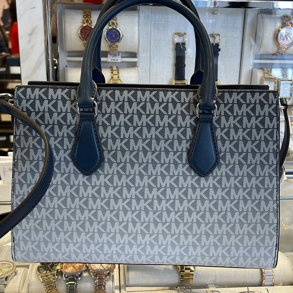 Michael Kors Sheila Medium Signature CZ Logo Satchel Crossbody Center Zip
Navy - Picture 12 of 16